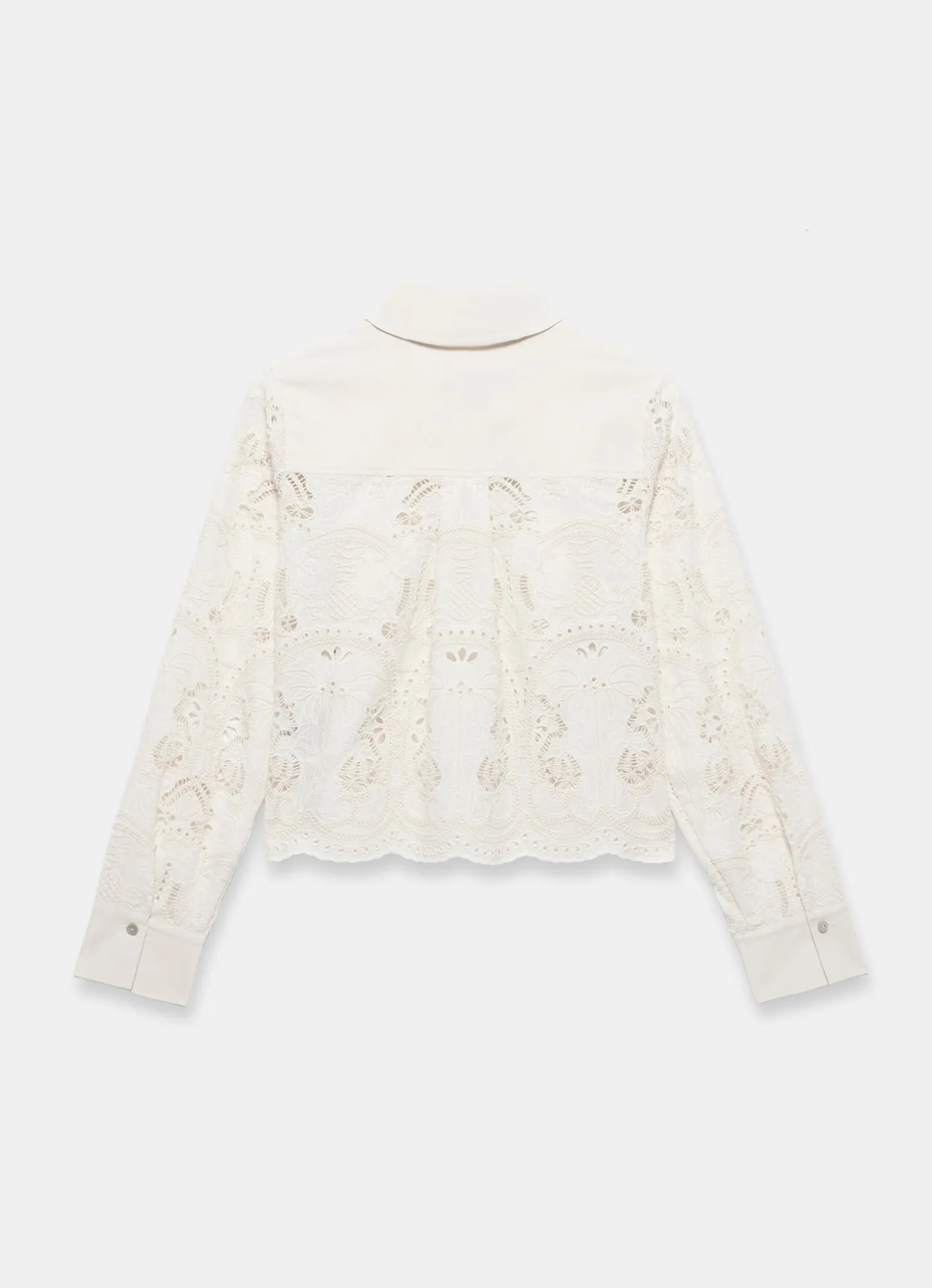 Sale White Broderie Cropped Shirt Shirts & Blouses