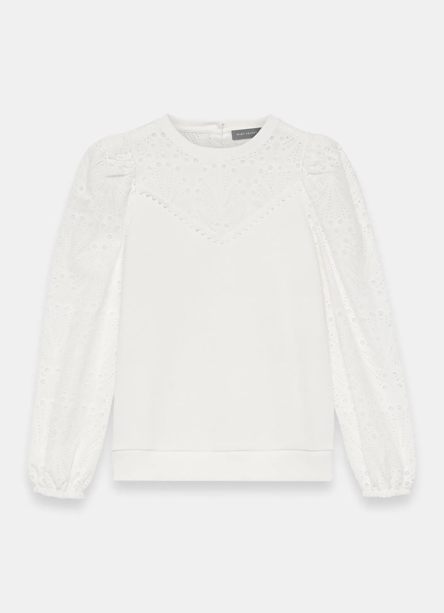 Sale White Cotton Blend Broderie Sweatshirt Sweatshirts|Sweatshirts