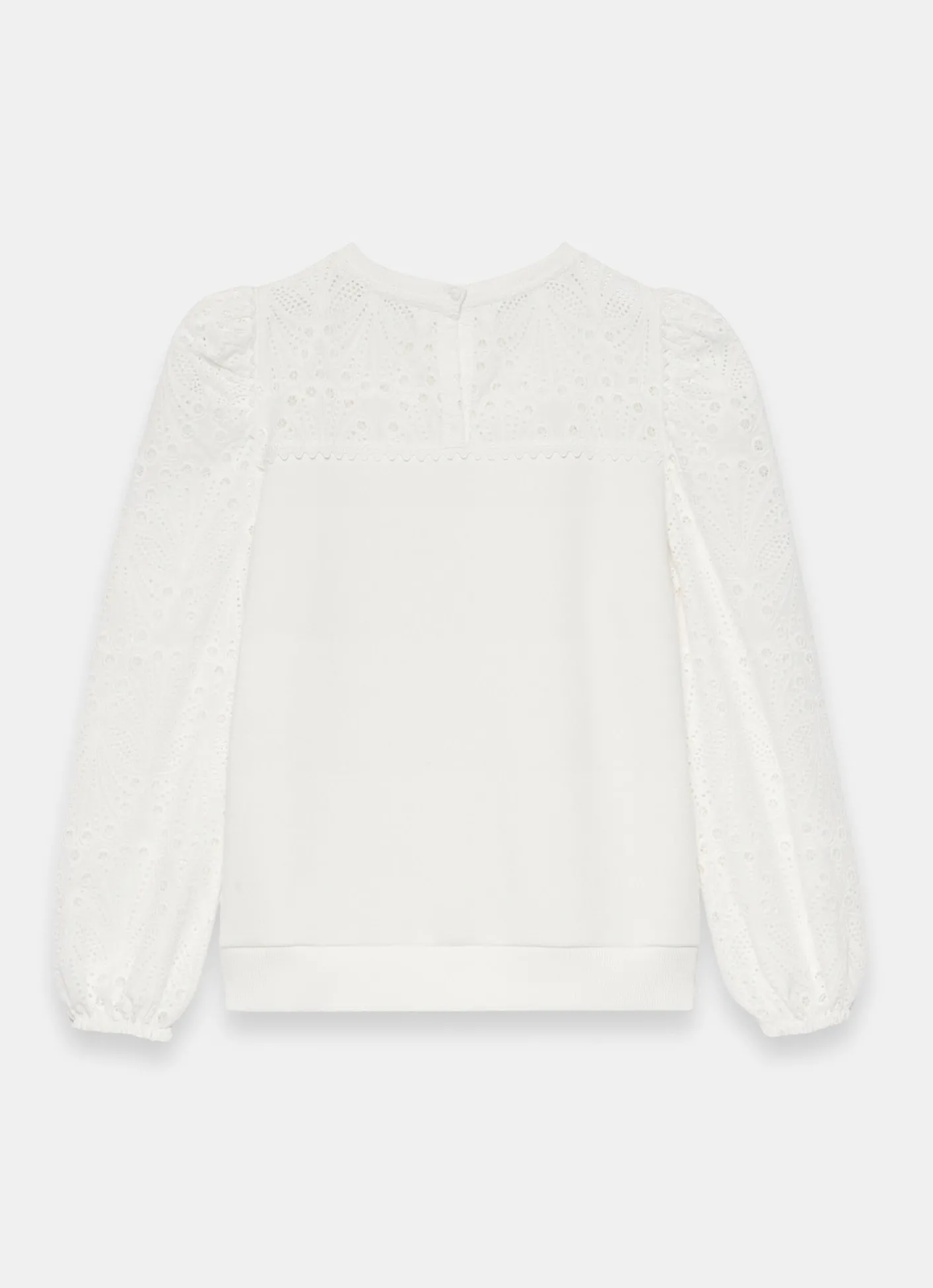 Sale White Cotton Blend Broderie Sweatshirt Sweatshirts|Sweatshirts