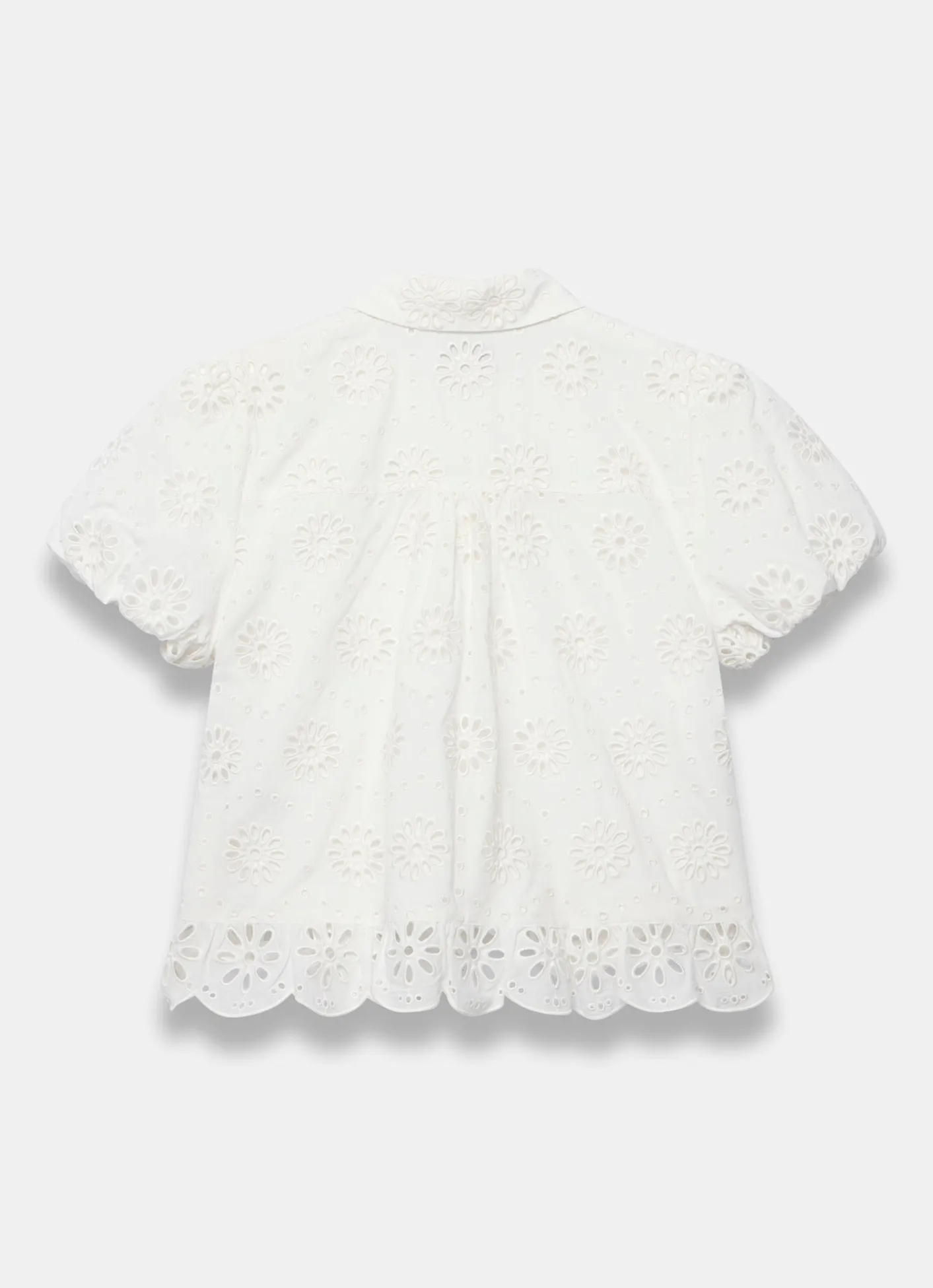 Clearance White Cotton Broderie Detail Shirt Shirts & Blouses