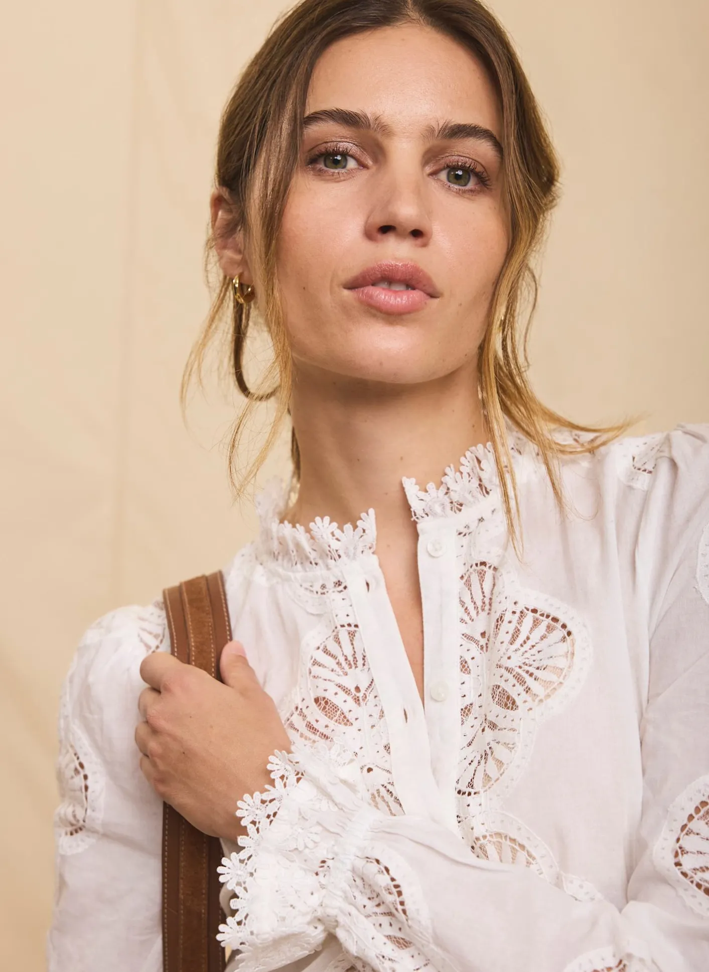 Hot White Cotton Embroidered Blouse Shirts & Blouses