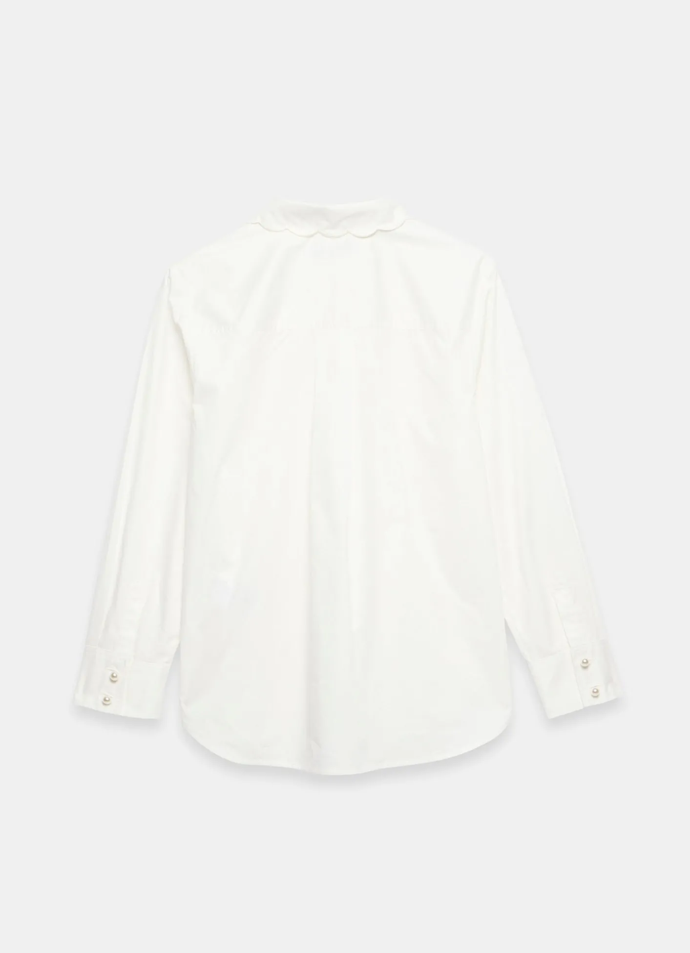 Discount White Cotton Scallop Detail Shirt Shirts & Blouses
