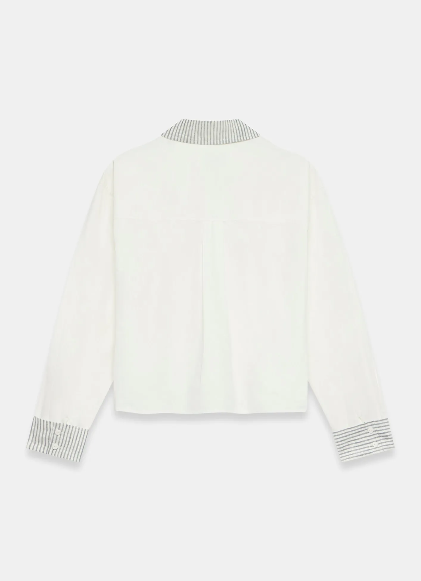 Outlet White Cotton Stripe Detail Cropped Shirt Shirts & Blouses