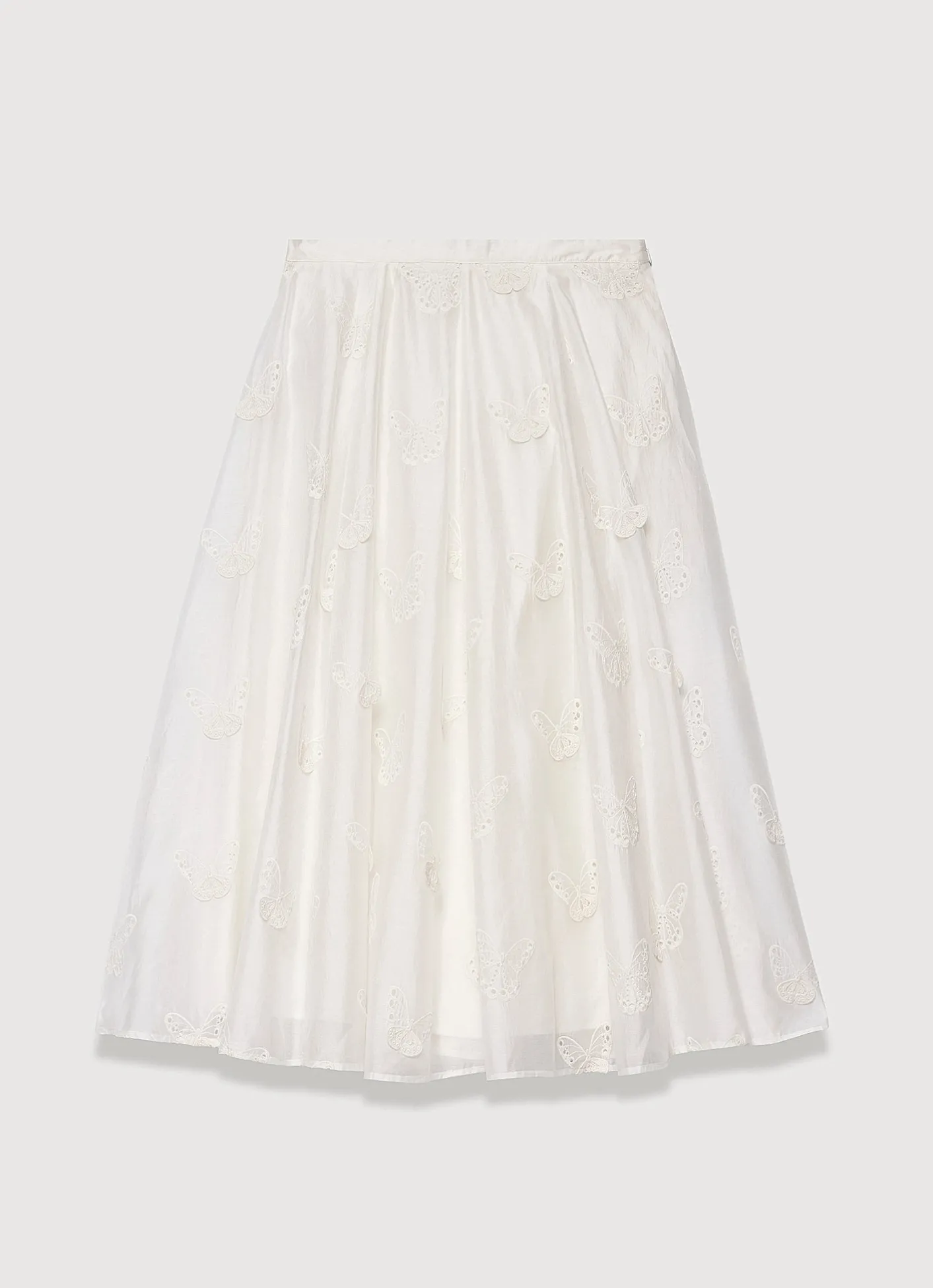 Best White Embroidered Butterfly Detail Midi Skirt Midi Skirts|Skirts