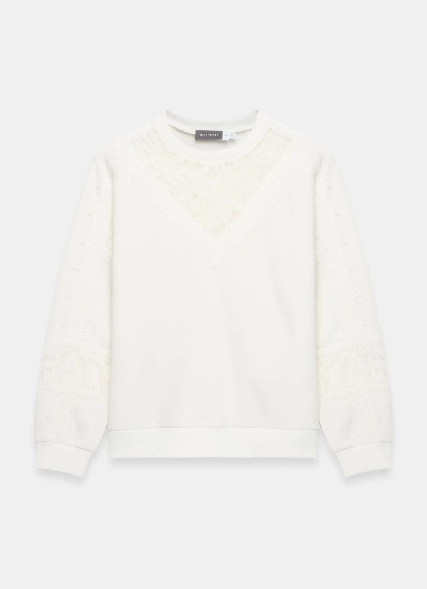 Clearance White Lace Detail Sweatshirt Sweatshirts|Sweatshirts