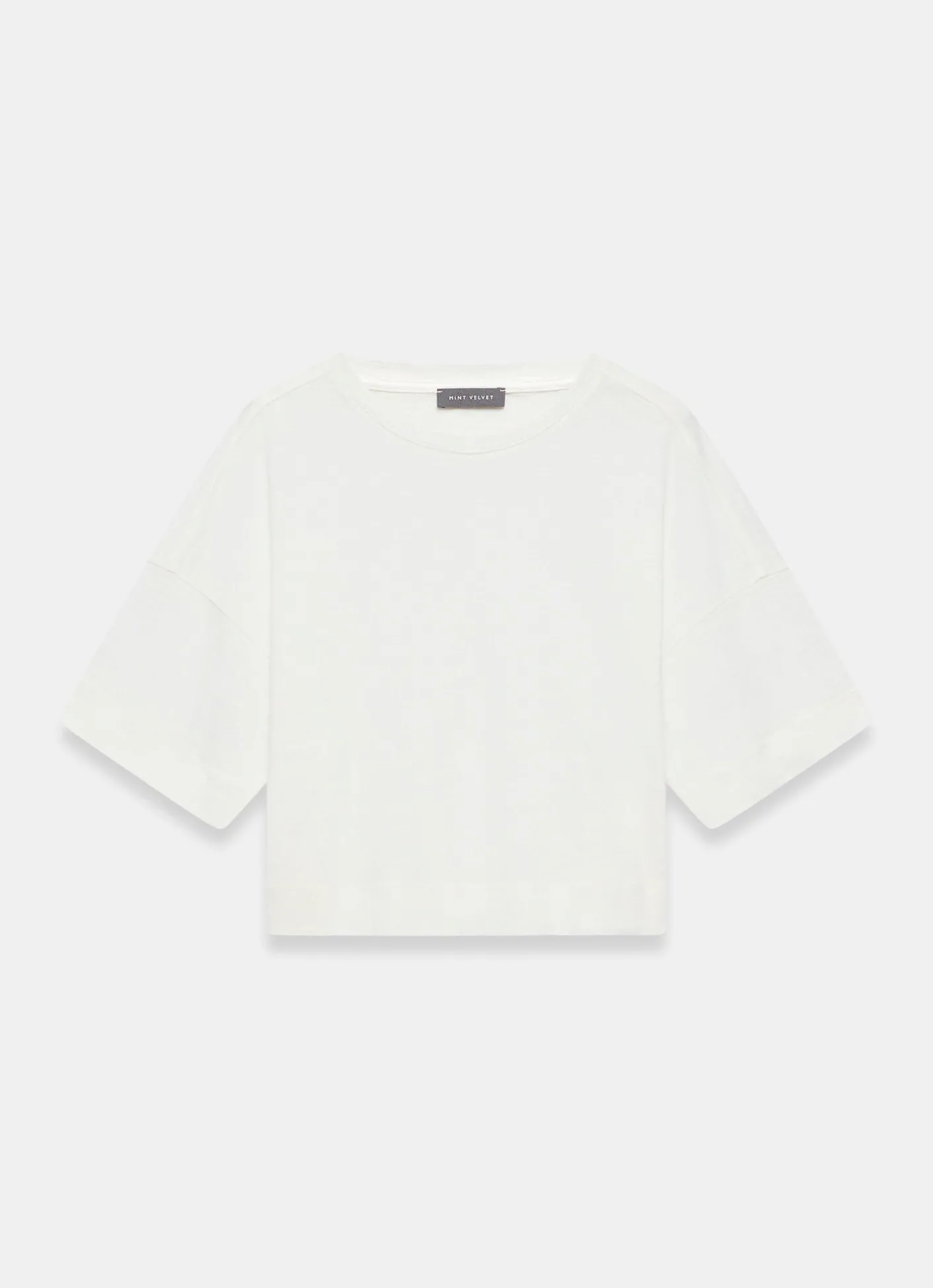 White Linen Blend Boxy T Shirt T-Shirts|T-Shirts