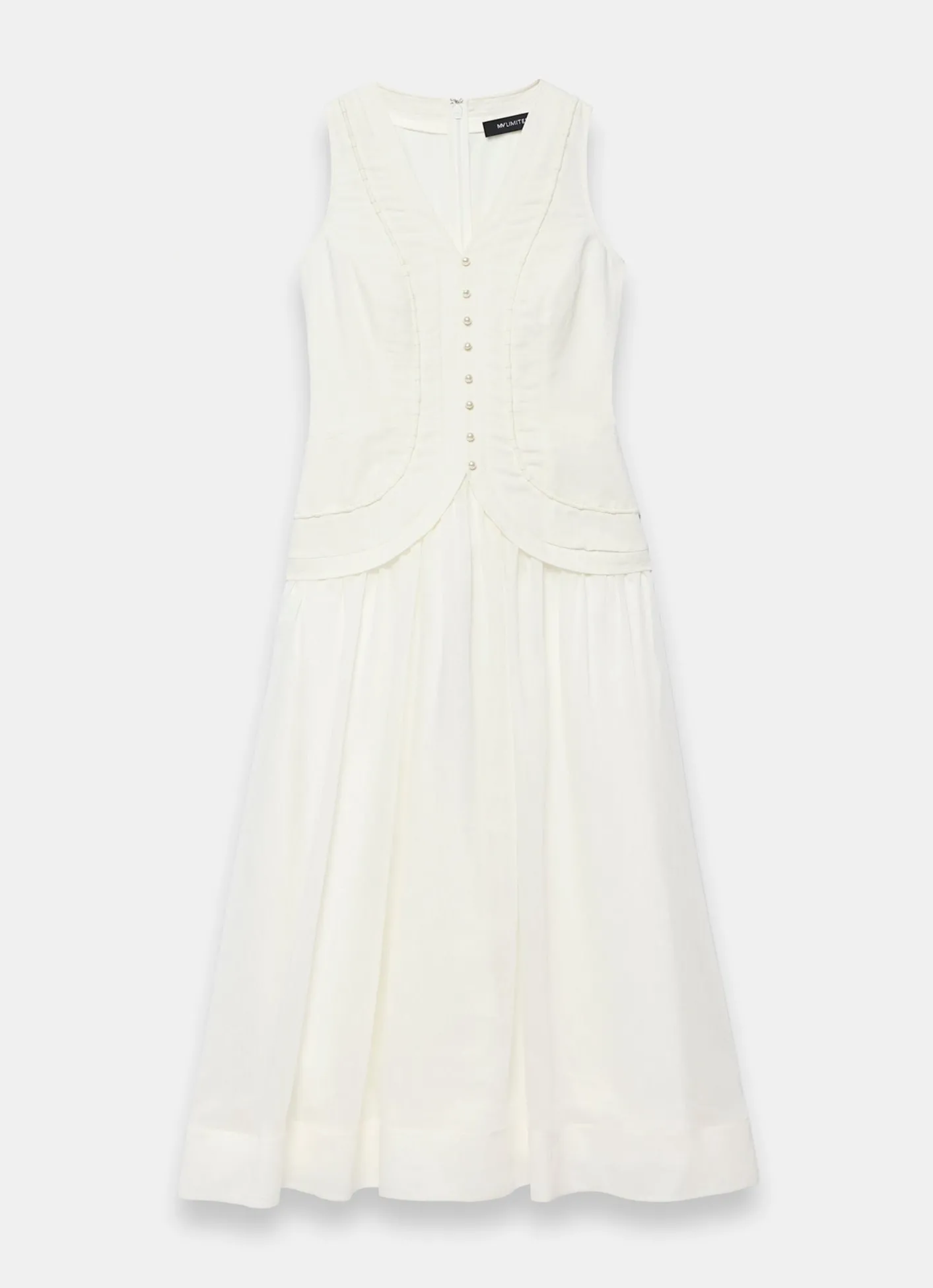 Hot White Linen Blend Waistcoat Maxi Dress Occasion Dresses|Occasion Dresses