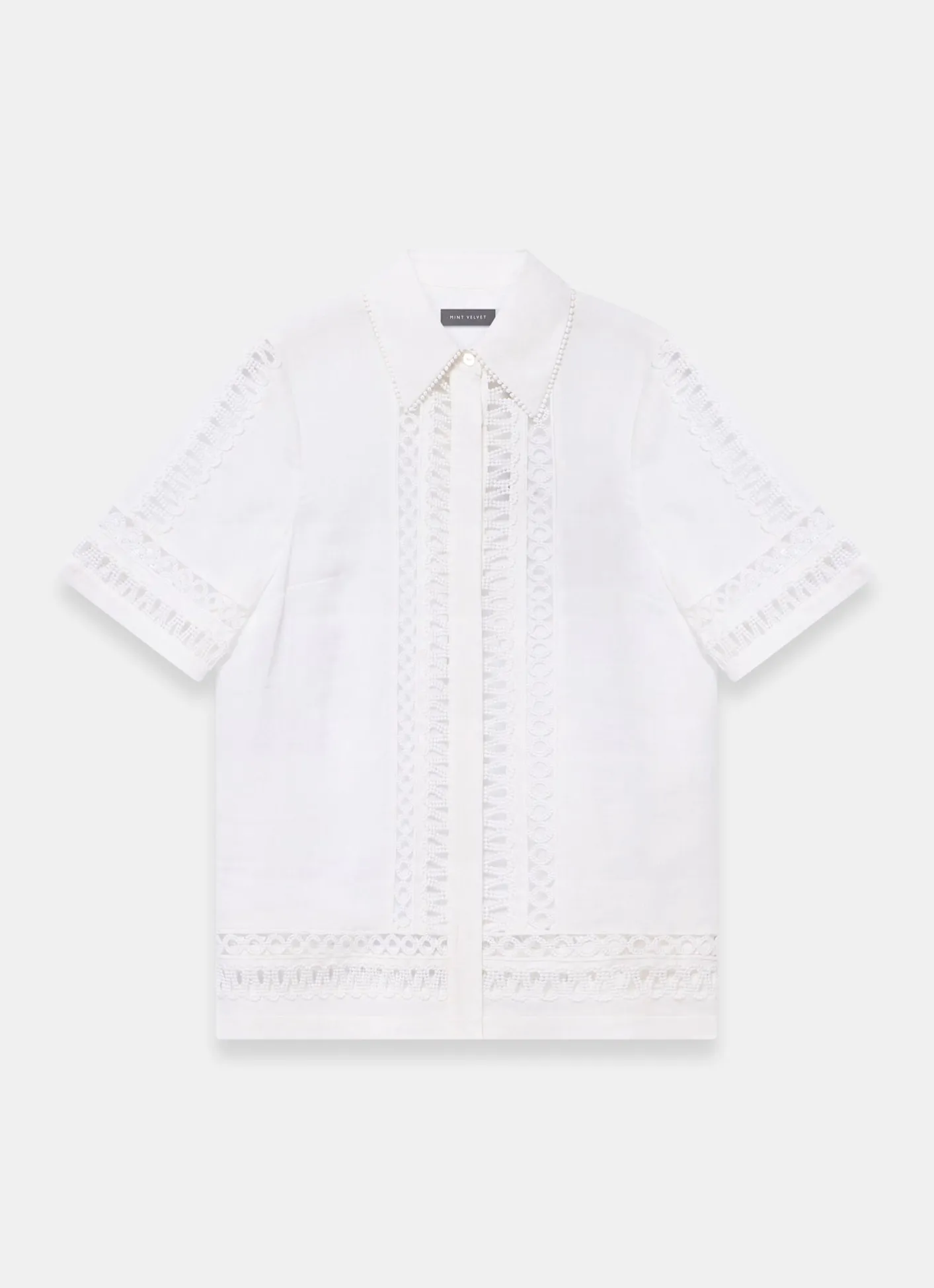 Clearance White Ramie Resort Shirt Shirts & Blouses|All Tops