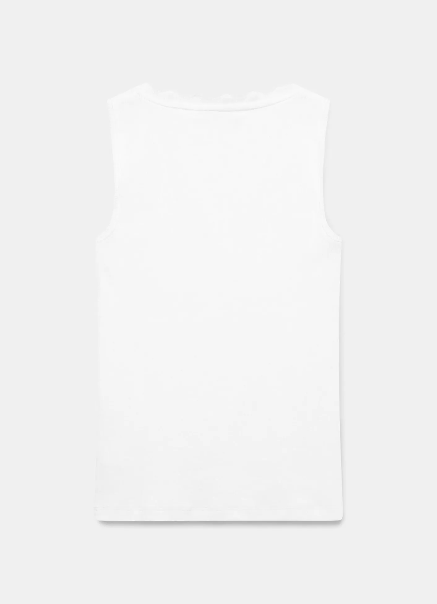 New White Scallop Trim Vest Top T-Shirts|T-Shirts