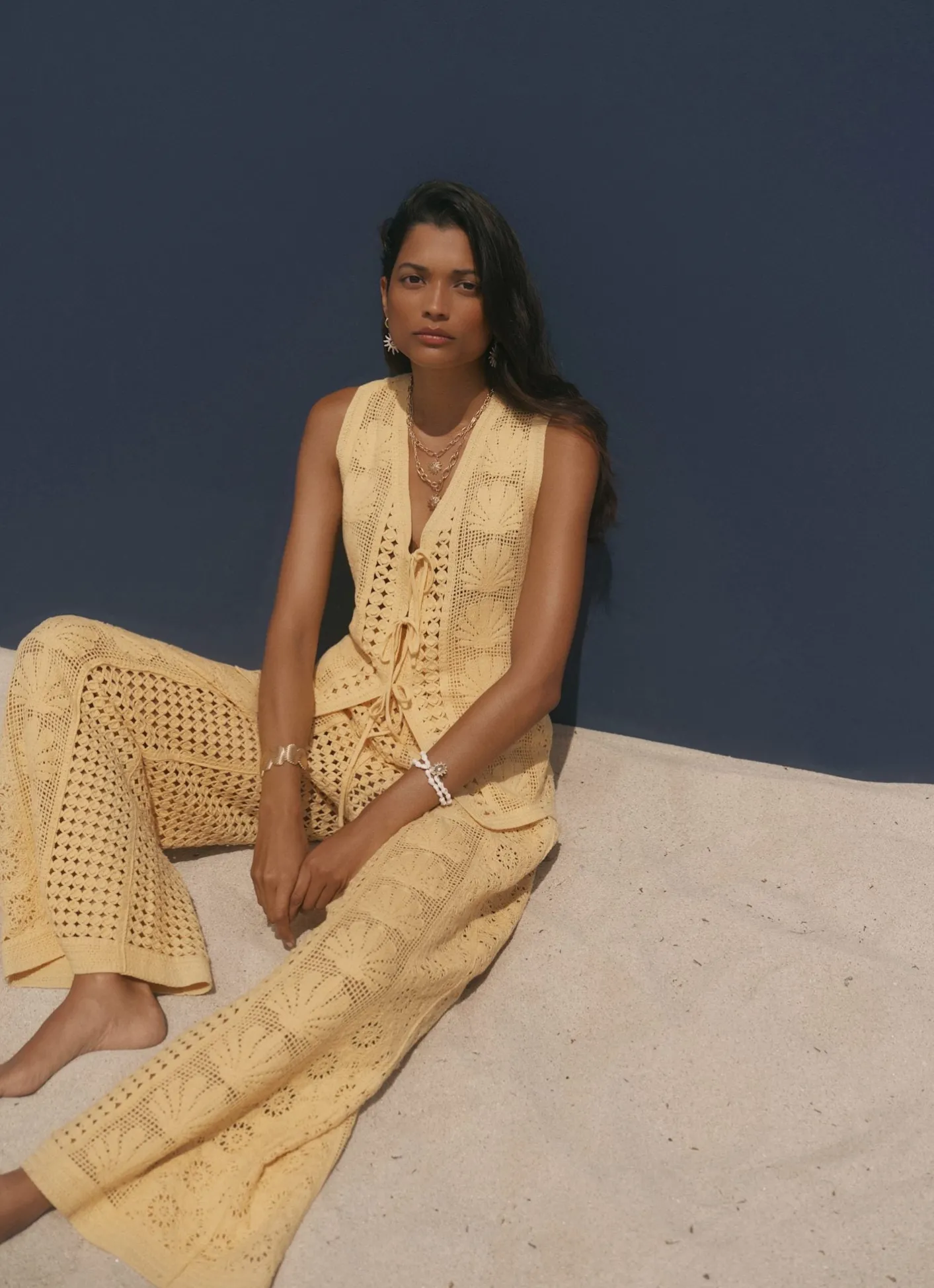 Hot Crochet Shell Tie Front Top All Tops|Tops