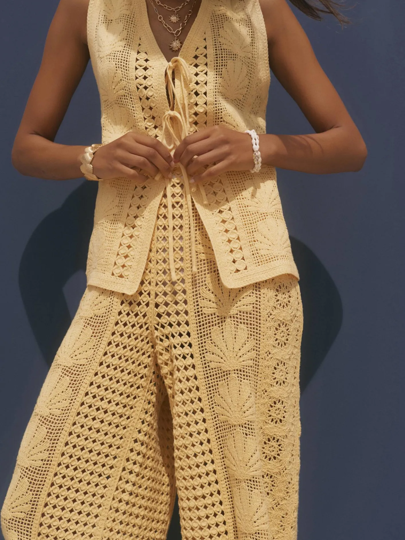 Hot Crochet Shell Tie Front Top All Tops|Tops
