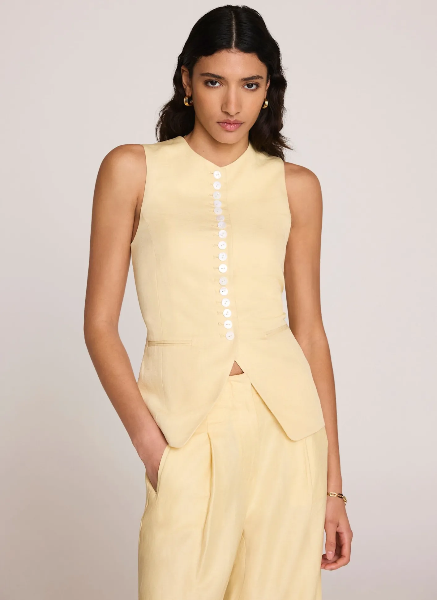 Linen Blend Longline Waistcoat Waistcoats