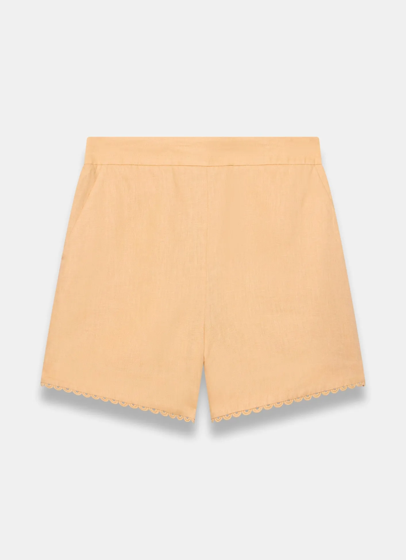 New Linen Scallop Hem Shorts Shorts|Trousers