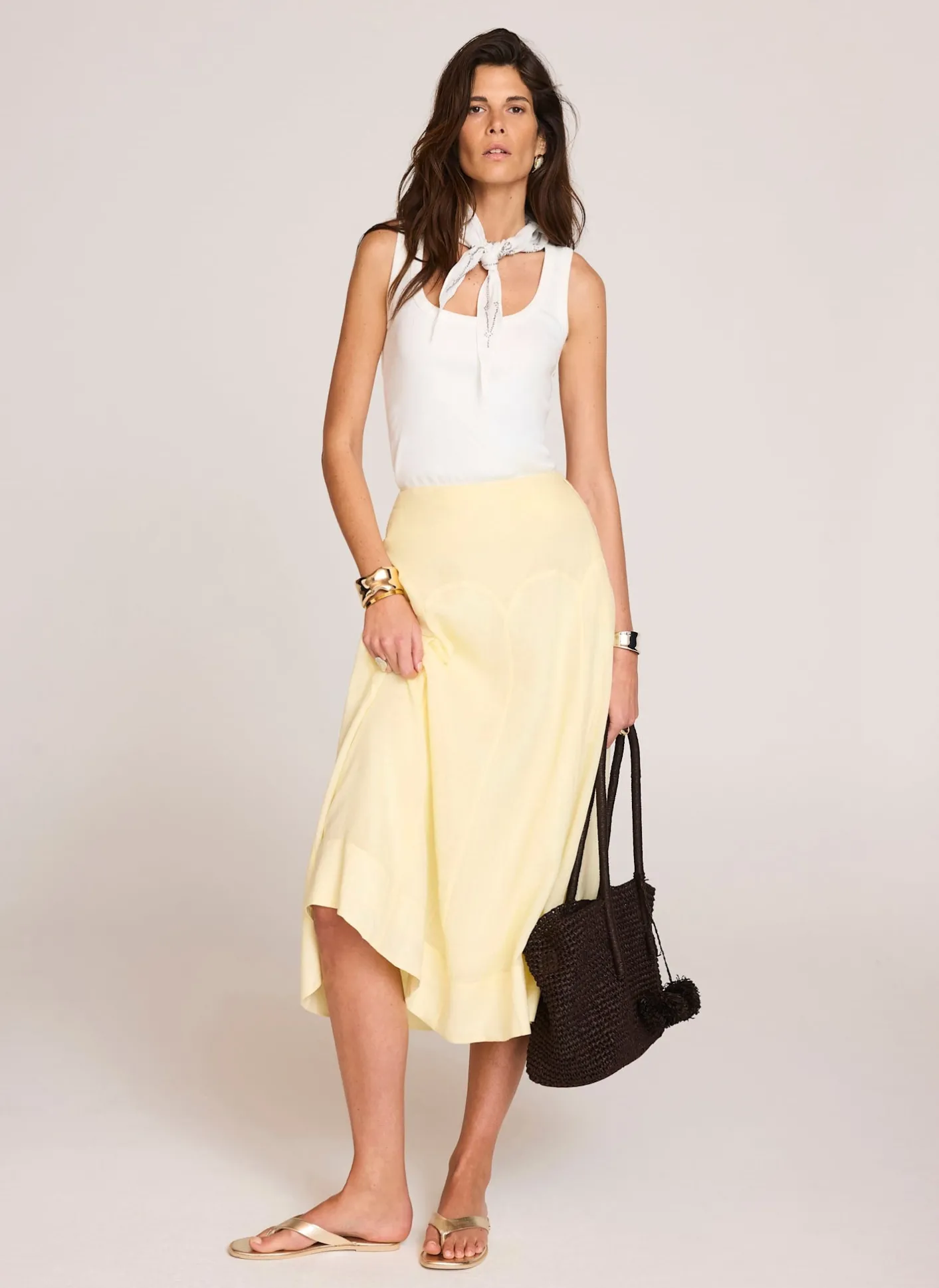 Online Ramie Drop Waist Midi Skirt Midi Skirts|Skirts