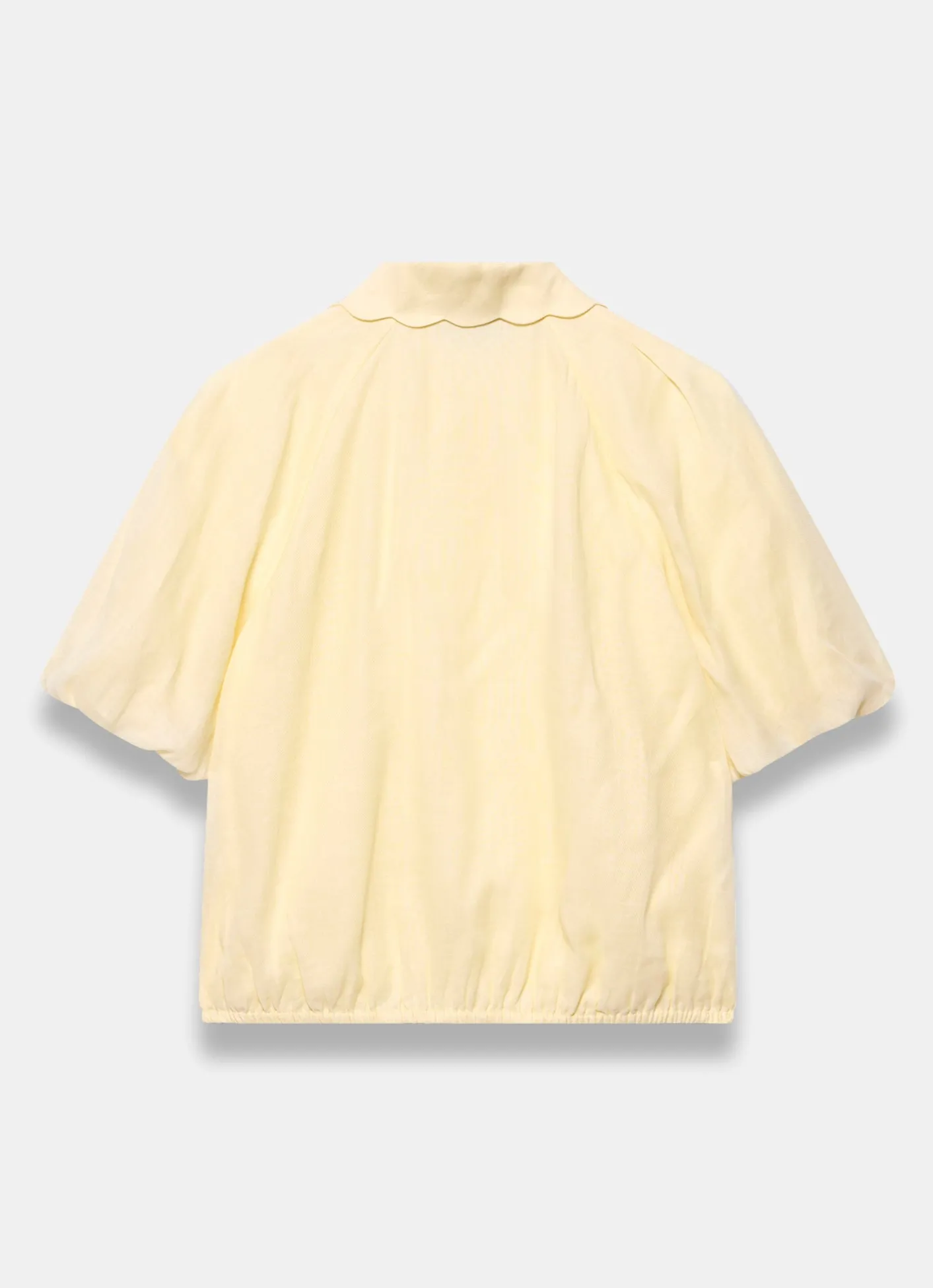 Hot Ramie Scallop Puff Sleeve Shirt Shirts & Blouses