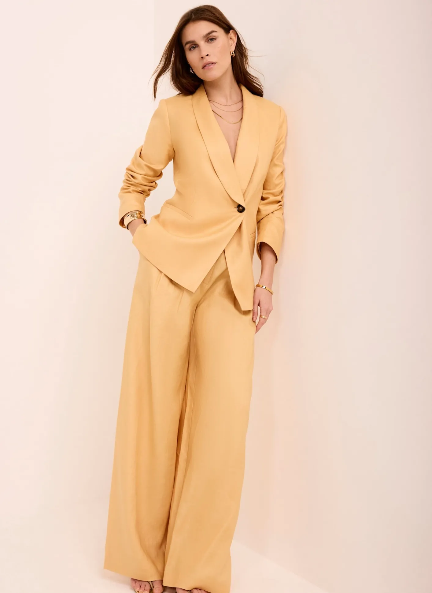 Sale Ramie Single Breasted Blazer Jackets