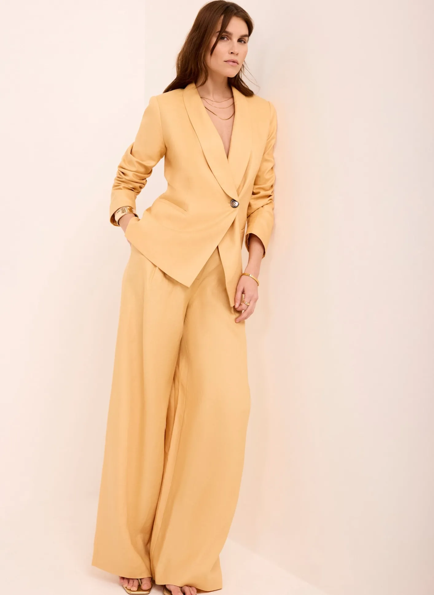 Sale Ramie Single Breasted Blazer Jackets