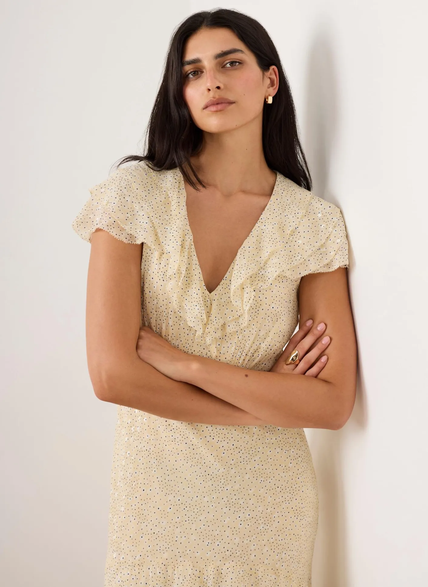 Ruffle Print Midi Dress Midi Dresses|Printed Dresses