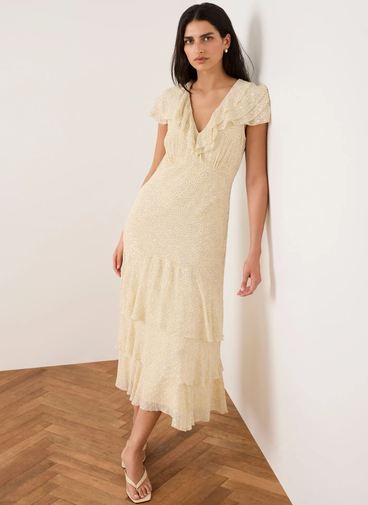 Ruffle Print Midi Dress Midi Dresses|Printed Dresses